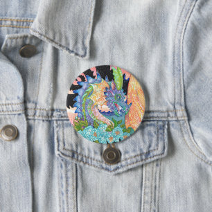 Pastel Blue Rose Dragon Button
