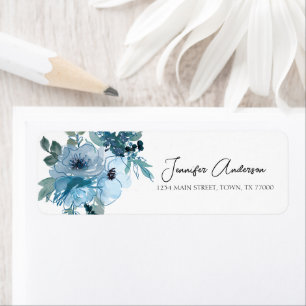 Pastel Blue Rose Floral Mariage Étiquette de adres