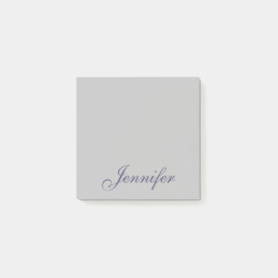 Pastel Blue Script Monogram Name Post-it Klebezettel