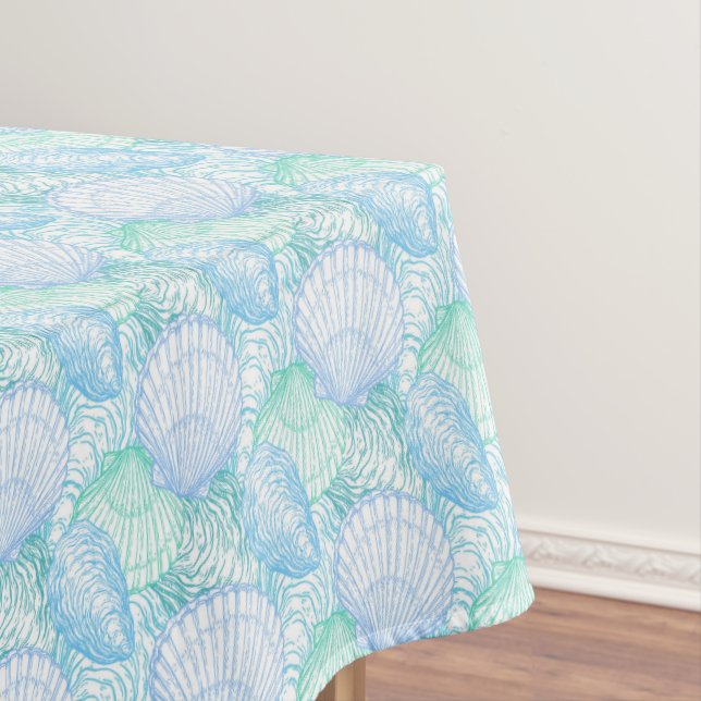 Pastel Blue Seashells Tischdecke (Beispiel)