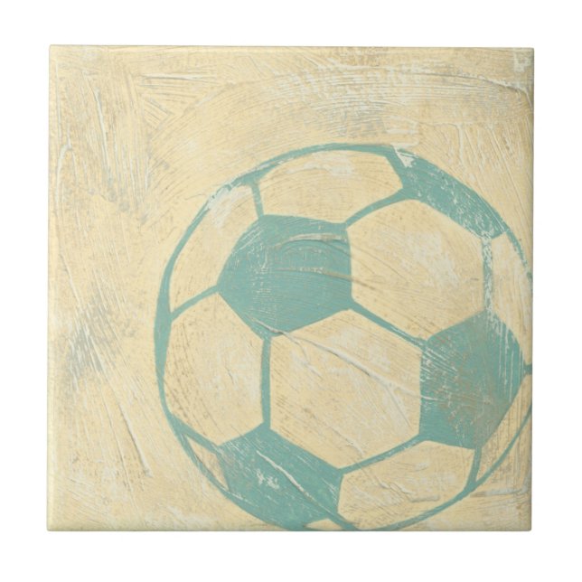 Pastel Blue Soccer Ball von Chariklia Zarris Fliese (Vorderseite)