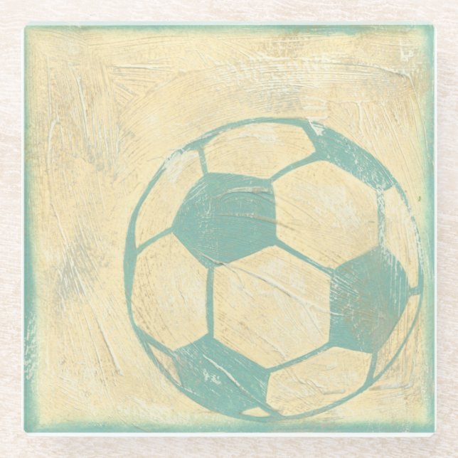 Pastel Blue Soccer Ball von Chariklia Zarris Glasuntersetzer (Vorderseite)