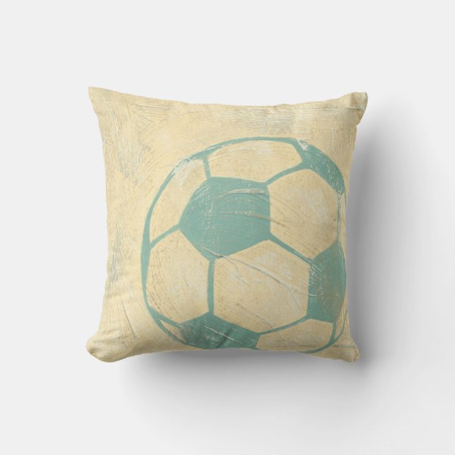 Pastel Blue Soccer Ball von Chariklia Zarris Kissen (Vorderseite)
