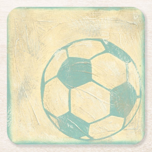 Pastel Blue Soccer Ball von Chariklia Zarris Rechteckiger Pappuntersetzer (Vorderseite)