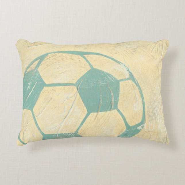 Pastel Blue Soccer Ball von Chariklia Zarris Zierkissen (Vorderseite)