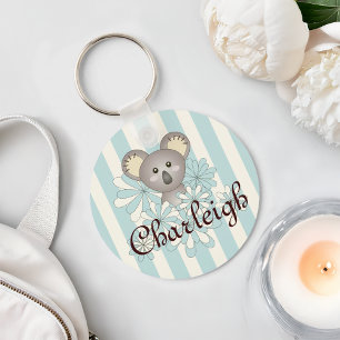 Pastel Blue Stripe Niedlich Baby Koala Kinder Schlüsselanhänger