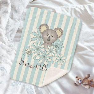 Pastel Blue Stripe Niedlich Baby Koala Kinder Sherpadecke