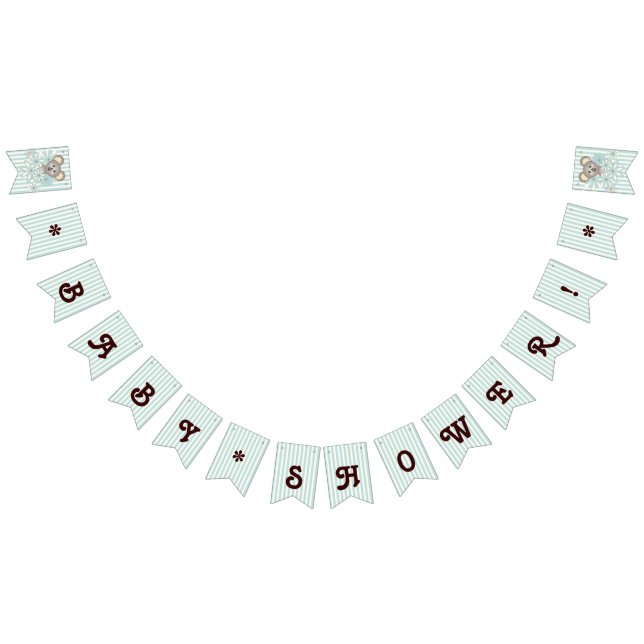 Pastel Blue Stripe Niedlich Koala Boy Babydusche Wimpelkette (Alle)