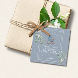 Pastel Blue Stripes Baby Carriage Baby Dusche Geschenkanhänger