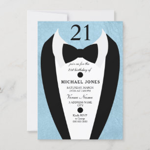 Pastel Blue Tuxedo Mens 21e Invitation de fête d'a