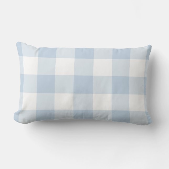 Pastel Blue und White Gingham Pattern Lendenkissen (Vorderseite)