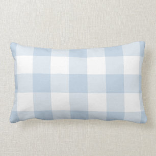 Pastel Blue und White Gingham Pattern Lendenkissen