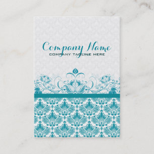 Pastel Blue Vintag Orante Floral Damaskus Muster Visitenkarte