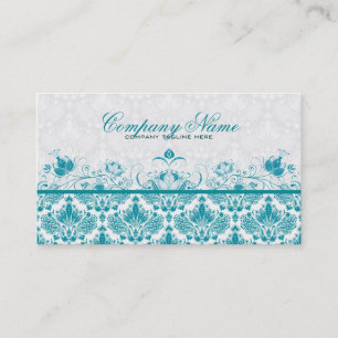 Pastel Blue Vintag Orante Floral Damaskus Muster Visitenkarte
