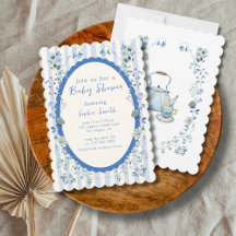 Pastel Blue Vintag Striped Garden Baby Dusche