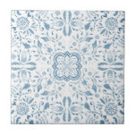 Pastel Blue Vintage Floral Watercolor Fliese<br><div class="desc">Inspirred by vintage patterns and beautiful Dutch tiles - a hand painted watercolour pattern , each detail sat and lovingly painted by hand. It was then cleaned up and manipulated to become a repeat pattern. This is a larger scale version of the Marvellous pattern, check in store for mixed scales...</div>