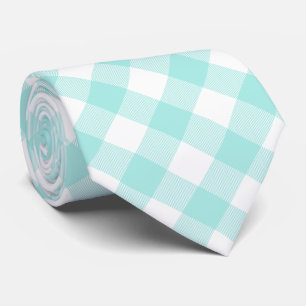 Pastel Blue White Buffalo Kariertes Muster Krawatte