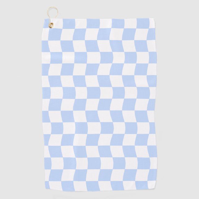 Pastel Blue White Retro Checkerboard Pattern Golfhandtuch (Vorderseite)