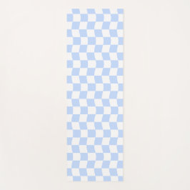 Pastel Blue White Wavy Checkerboard Pattern Yogamatte