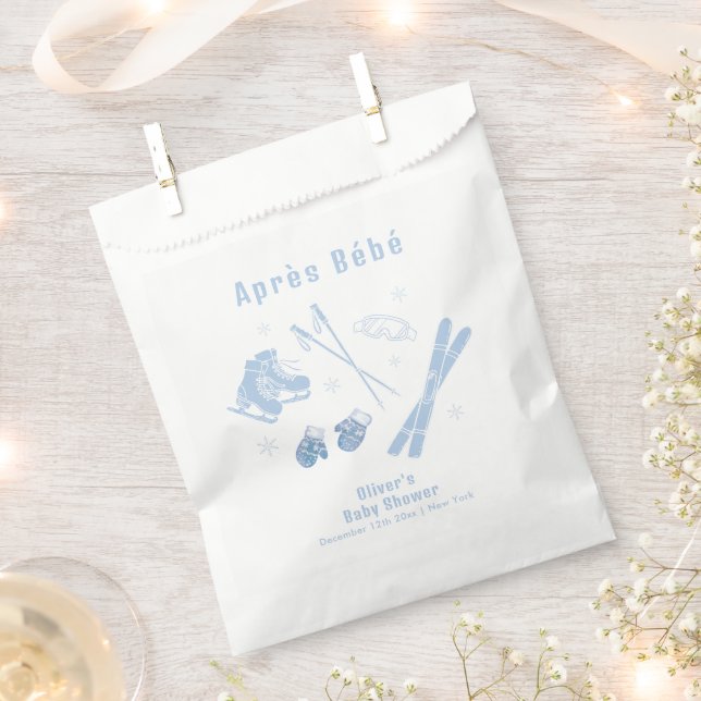 Pastel Blue Winter Après Bébé Ski Boy Baby Shower  Geschenktütchen (Ausgeschnitten)