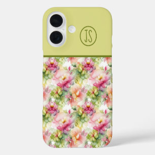 Pastel Blume Alkohol Tinte Illustration Monogramm iPhone 16 Hülle