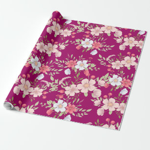 Pastel-Blume Blumendruck auf elegante Lila Geschenkpapier