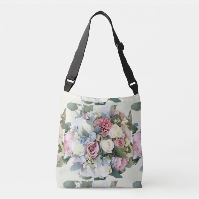 Pastel Blume Bouquet Tragetaschen Mit Langen Trägern (Vorderseite)
