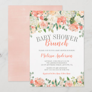 Pastel Blume Brunch Babydusche Einladung