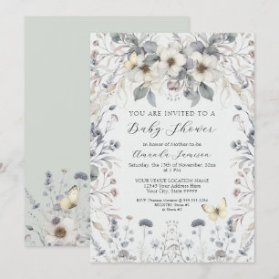 Pastel Blume Butterfly Lavender Baby Girl Einladung