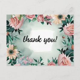 Pastel Blume Elegante: Grün blühende Hochzeit Postkarte
