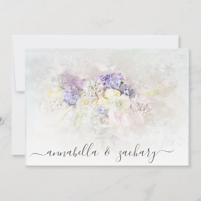 *~* Pastel Blume FOTO UAWG QR AR26 WEDDING Einladung (Vorderseite)