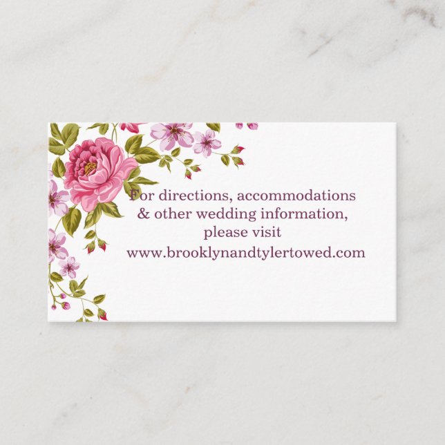 Pastel-Blume Hochzeiten Website-Karte Begleitkarte (Vorderseite)