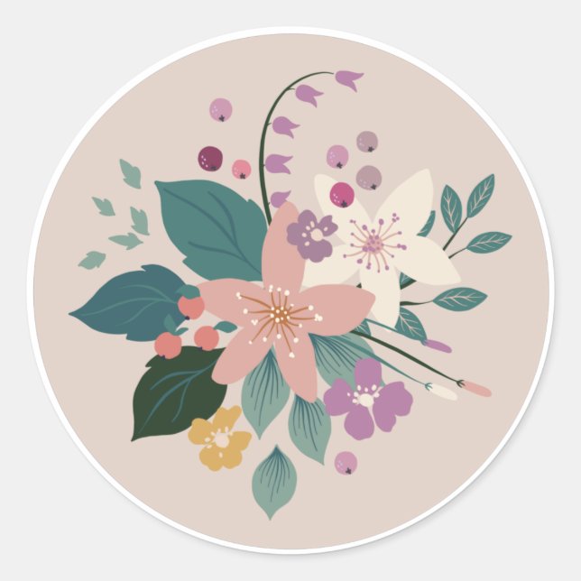 Pastel Blume Klassischer Rundaufkleber Runder Aufkleber (Vorderseite)