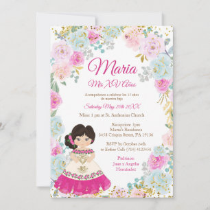 Pastel Blume Mis XV Anos Einladung zum Geburtstag
