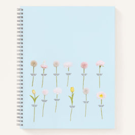 Pastel-Blume-Notebook - Minimales botanisches Desi Notizbuch