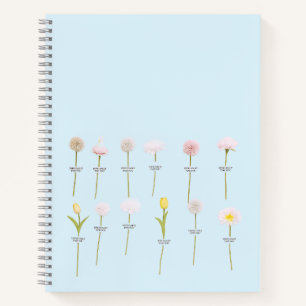 Pastel-Blume-Notebook - Minimales botanisches Desi Notizbuch