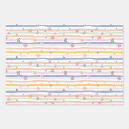 Pastel Blume Streifen Bridal Baby Shower Girls Geschenkpapier Set
