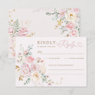 Pastel Blush Blumengrün Wedding RSVP Karte