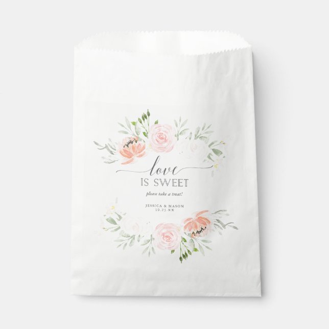 Pastel Blush Brautparty Gefallen Beutel Liebe ist  Geschenktütchen (Vorderseite)