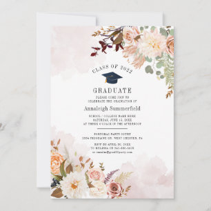 Pastel Blush Floral 2022 Graduation Party Einladung