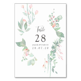 Pastel Blush Greenerity Wedding Tischnummer
