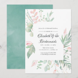 Pastel Blush Greenery Bridesmaids Luncheon Einladung