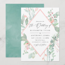 Pastel Blush Greenery Geometric Wedding