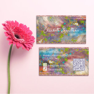 Pastel Blush Holographic Rose Gold Glitzer Girl Visitenkarte