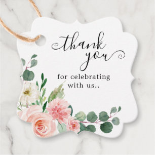 Pastel Blush Hübsch Pink Botanische Hochzeit mit f Geschenkanhänger