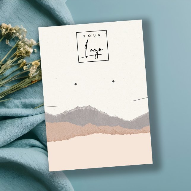 Pastel Blush Kraft Mountain Wave Earring Necklace Visitenkarte (Von Creator hochgeladen)