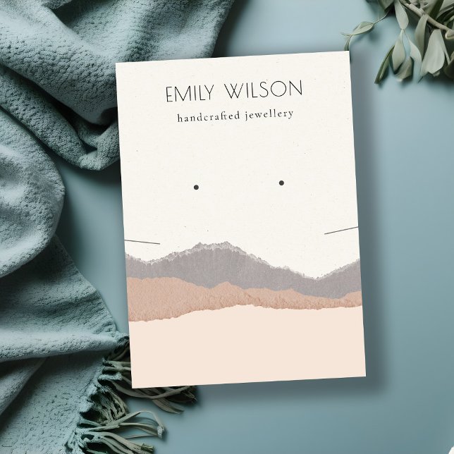 Pastel Blush Kraft Mountain Wave Earring Necklace Visitenkarte (Von Creator hochgeladen)