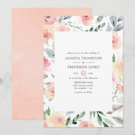 Pastel Blush Pink Bloral Wedding Einladung