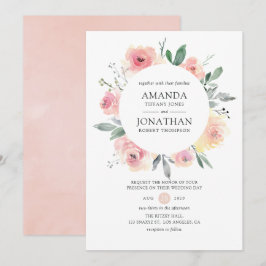 Pastel Blush Pink Bloral Wedding Einladung