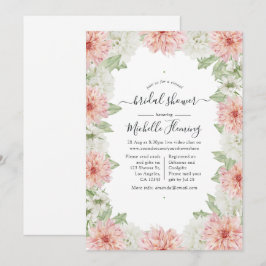 Pastel Blush Pink Dahlia Brautparty Einladung